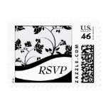 Black & White Floral RSVP Postage Stamps