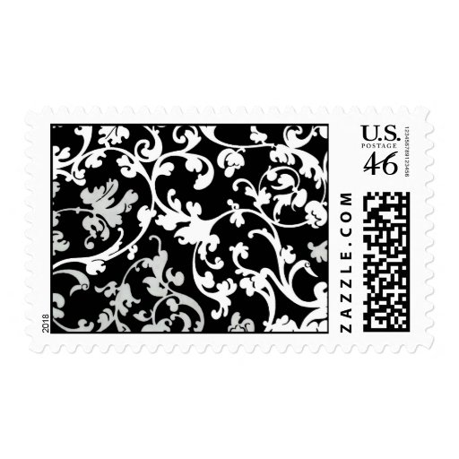 Black & White Floral Scroll - Stamp