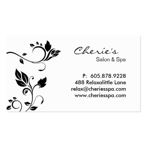 Black White Floral Swirls business card (back side)