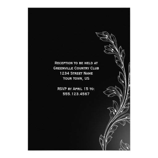 Black White Floral Swirls Post Wedding Custom Invites