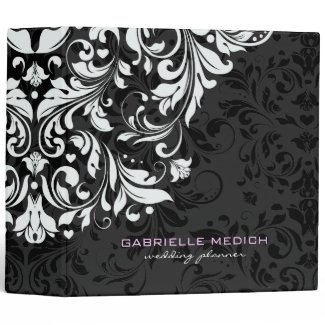 Black & White Floral Vintage Damasks Vinyl Binders