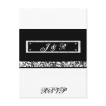 Black & White Floral wedding invite set postcards by Cards_by_Cathy Black & White Floral wedding invite set postcards