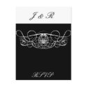 Black & White flourish Wedding pack postcards