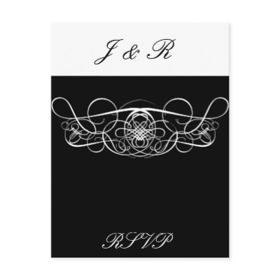 Black & White flourish Wedding pack Postcard by Cards_by_Cathy