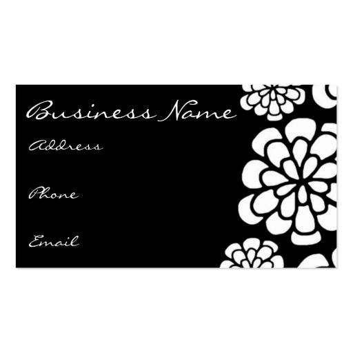 Black & White Flower Business Card (front side)