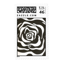 black white flower postage stamp