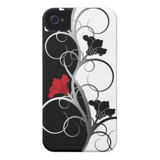 Black/White Flowers iPhone 4/4S Case-Mate Case casematecase