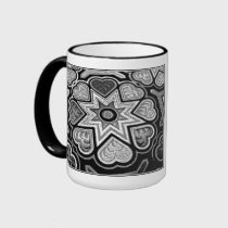 Black & White Folk Art Hearts Mug mugs
