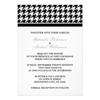 Black White Formal Houndstooth Wedding Invitations