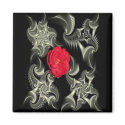 Black & white fractal w/red rose magnet by design_girl Black & white fractal w/red rose magnet