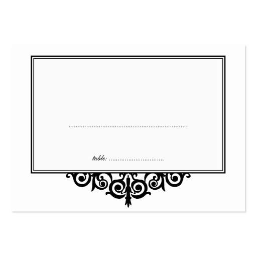 Black white frame wedding escort guest seating business card template (front side)