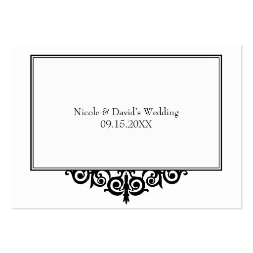 Black white frame wedding escort guest seating business card template (back side)