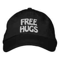 Black/White Free Hugs Hat Embroidered Baseball Cap