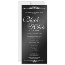Black & white gala ball dance corporate tea length invitations
