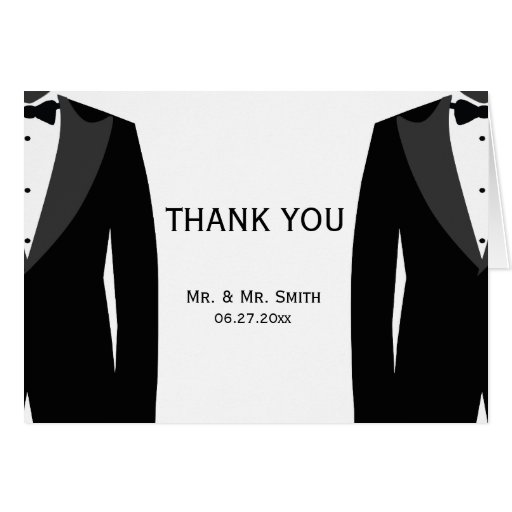 Black White Gay Wedding Thank You Greeting Cards Zazzle