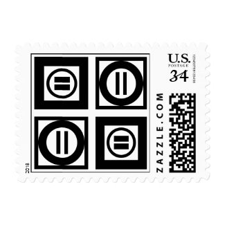 Black & White Geometric Equal Sign Pattern – Small Postage