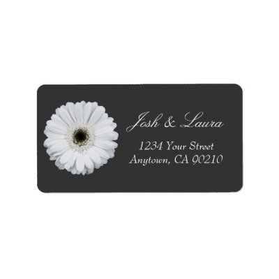 Black & White Gerbera Daisy Address Labels