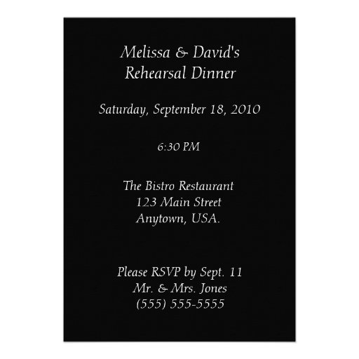 Black & White Gift Rehearsal Dinner Invitations
