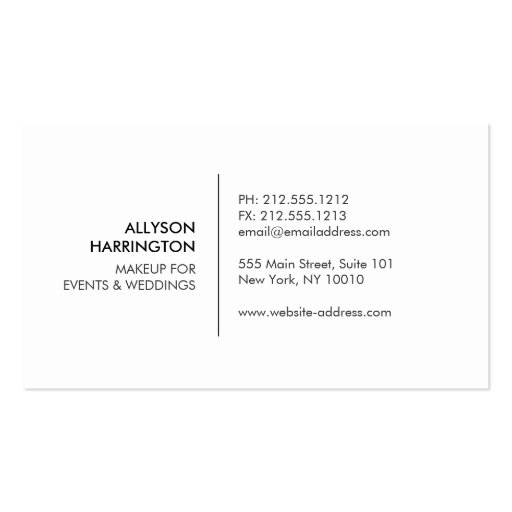 BLACK & WHITE GIRL - BEAUTY FASHION STYLE No. 3 Business Cards (back side)