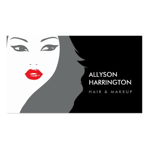 BLACK & WHITE GIRL - BEAUTY FASHION STYLE No. 3 Business Cards (front side)