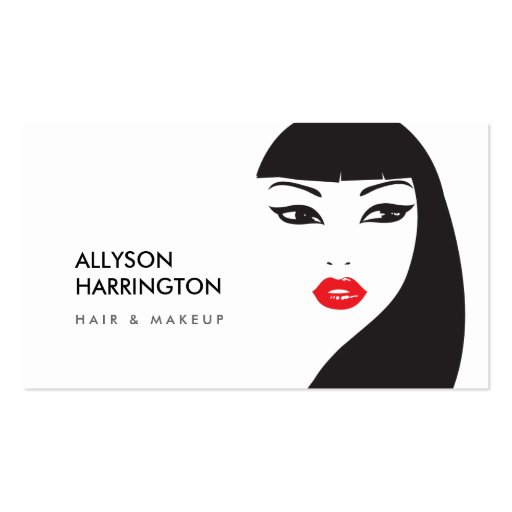 BLACK & WHITE GIRL - BEAUTY FASHION STYLE No. 4 Business Card (front side)