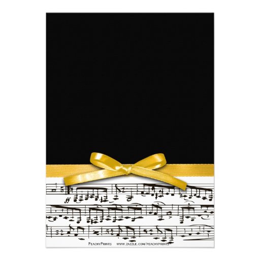 Black white & gold yellow musical concert recital invites