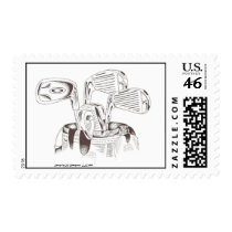 Black & White Golf Clubs Postage Stamp