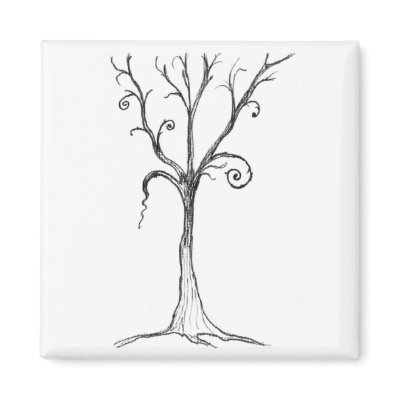 Black & White Gothic Tree Illustration Fridge Magnets by jgouveia