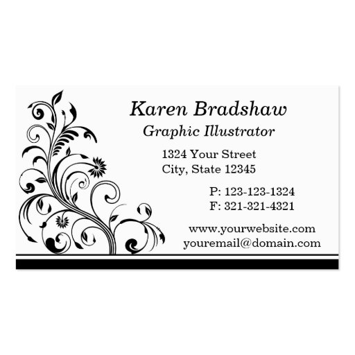 Black & White Graphic Illustrator Business Cards (front side)
