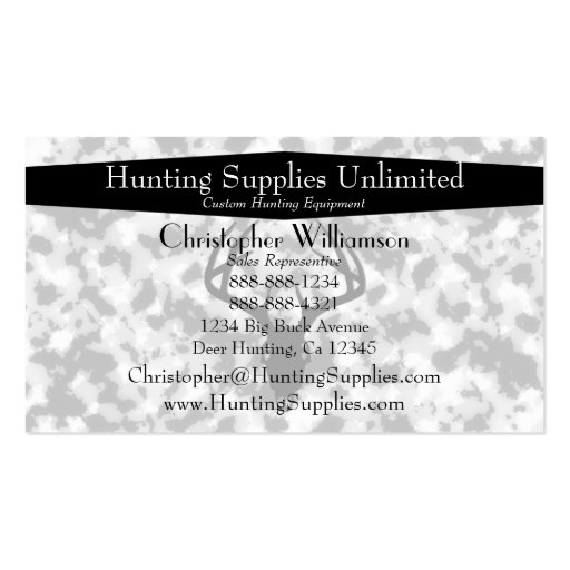 Black White & Gray Camouflage Business Card Template (back side)