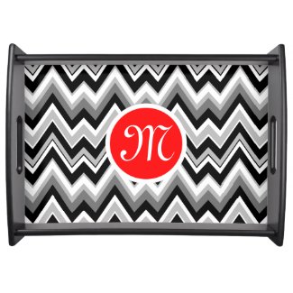 Black, White & Gray Chevron Zigzag Pattern 2 Serving Platter