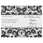 Black, White, Gray Floral Damask Wedding Program flyers