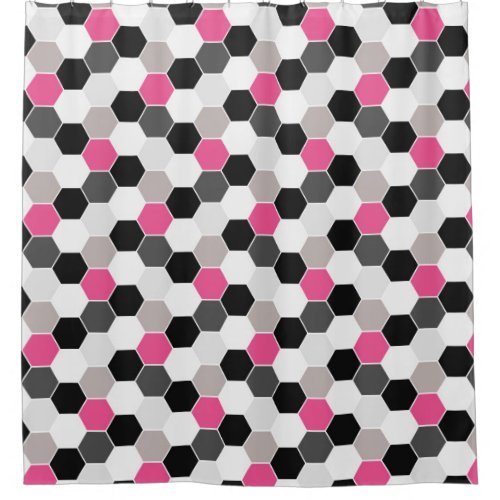 Black White Gray Pink Honeycomb Pattern Shower Curtain Trendy 19 Retro Curtains Unique Collections pink and black shower curtain. Black White Gray Pink Honeycomb Pattern Shower Curtain Trendy 19 Retro Curtains Unique Collections