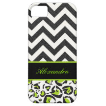 Black, White, Green, Chevron, Animal Pattern iPhone 5 Case