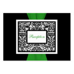 Black White Green Damask Enclosure Card Business Card Template