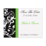Black White Green Floral Invitation, 21st July ... Postcards