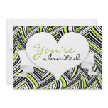 Black, White & Green Love Waves Invitation