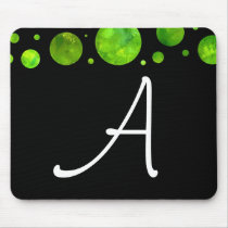 Black & White Green Polka Dot Mousepad