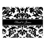 Black white & grey damask Wedding RSVP Post Cards