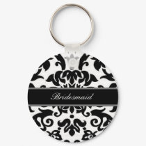 Black white & grey damask Wedding set keychains by Cards_by_Cathy Black white & grey damask Wedding set keychains