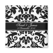 Black white & grey damask Wedding set magnets