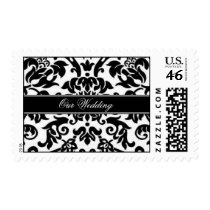Black white & grey damask Wedding set Stamps