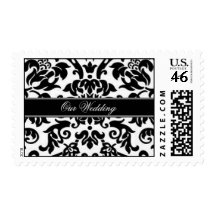 Black white & grey damask Wedding set Stamps