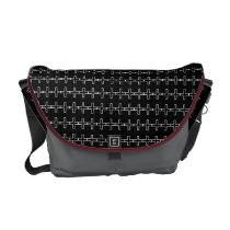 Black, White & Grey Geometric Rickshaw Messenger B Messenger Bag