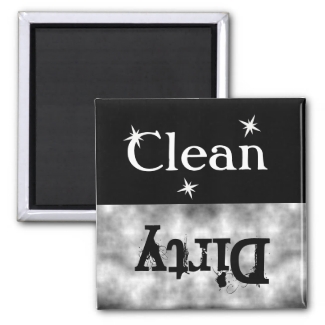 Black White Grunge Clean Dirty Dishwasher Magnet