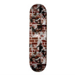 Black & White Grunge Graffiti Riddled Brick Wall Skate Deck