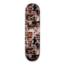 Black & White Grunge Graffiti Riddled Brick Wall Skate Deck