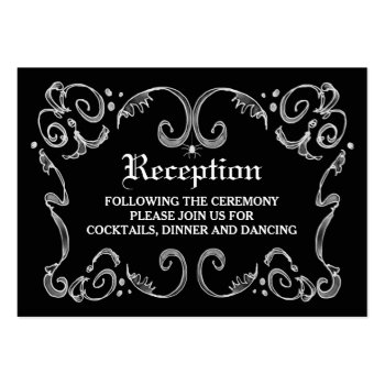 Black White Halloween Gothic Scroll Reception Card Large Business Card by juliea2010 at Zazzle