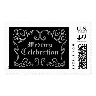 Black & White Halloween Gothic Wedding Celebration Postage Stamps