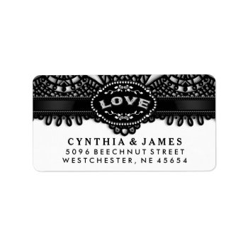 Black White Halloween Lace Wedding Love Address Address Label by juliea2010 at Zazzle